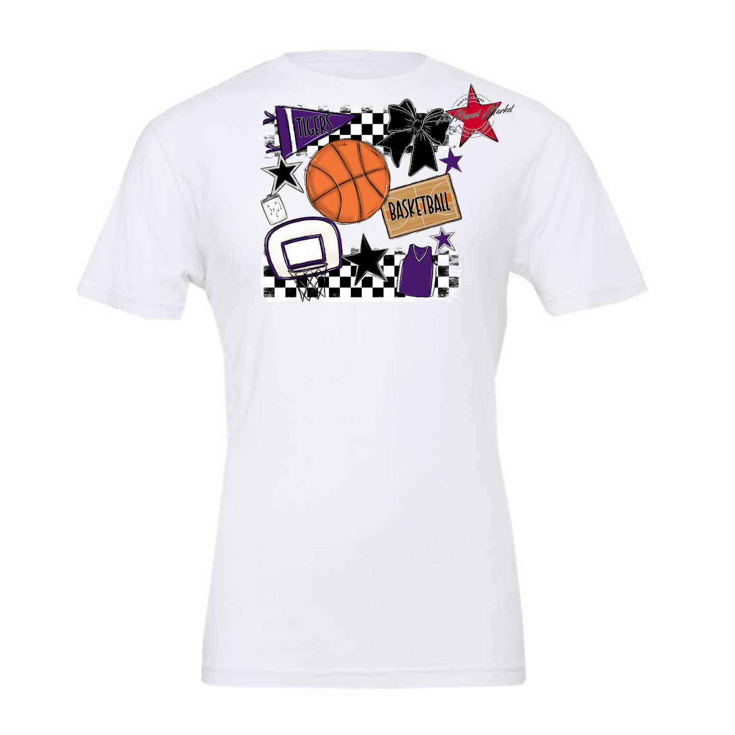 Tigers Checkers Basketball Spirit Design-Purple