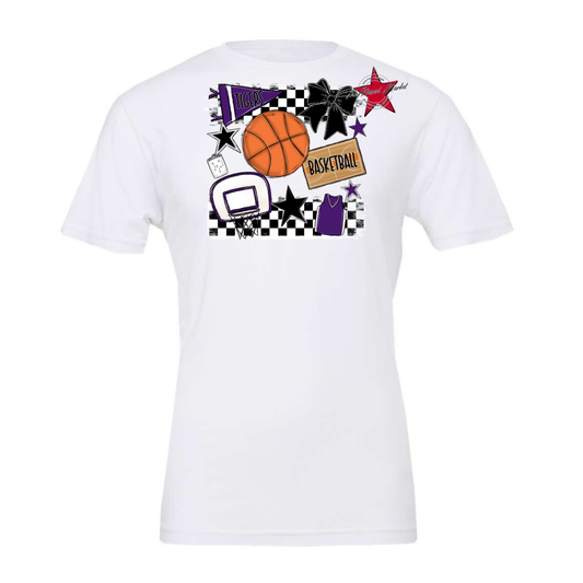 Tigers Checkers Basketball Spirit Design-Purple