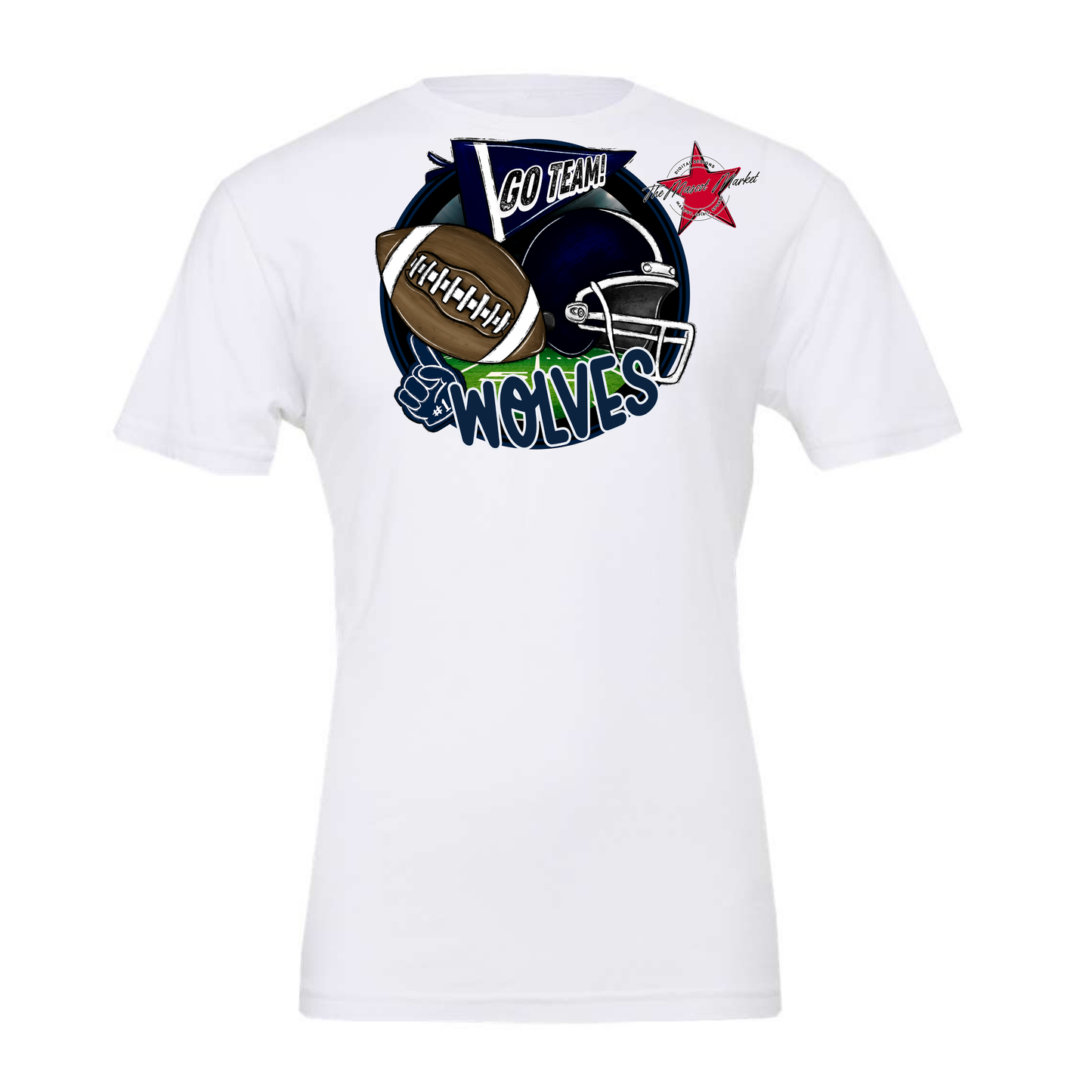 Wolves Circle Football Design-Navy