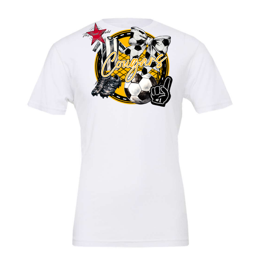 Cougars Circle Soccer Design-Yellow