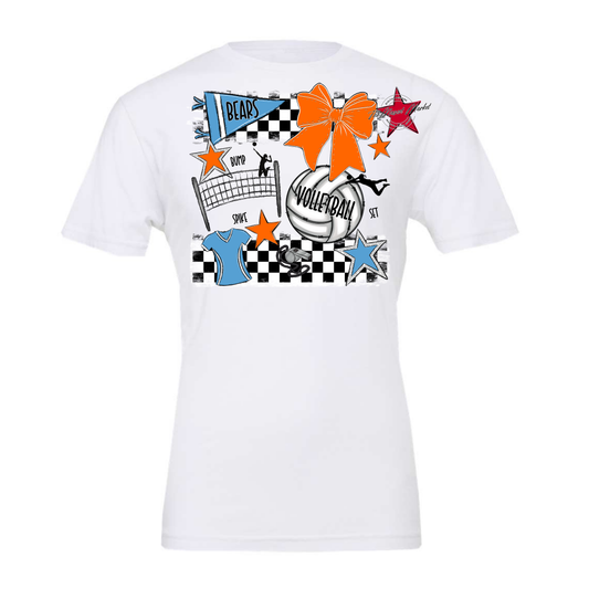 Bears Volleyball Checkers Design-Carolina Blue-Orange