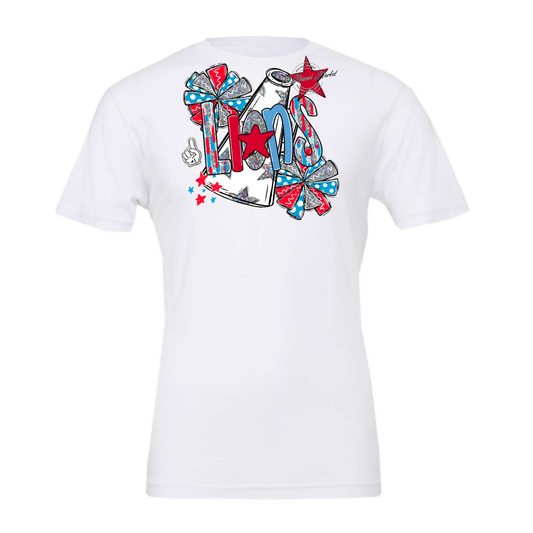 Lions Cheer Megaphone Scrape-Carolina Blue-Red