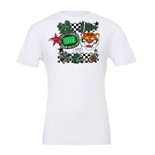 Tigers Checkers Mascot Spirit Design-Green