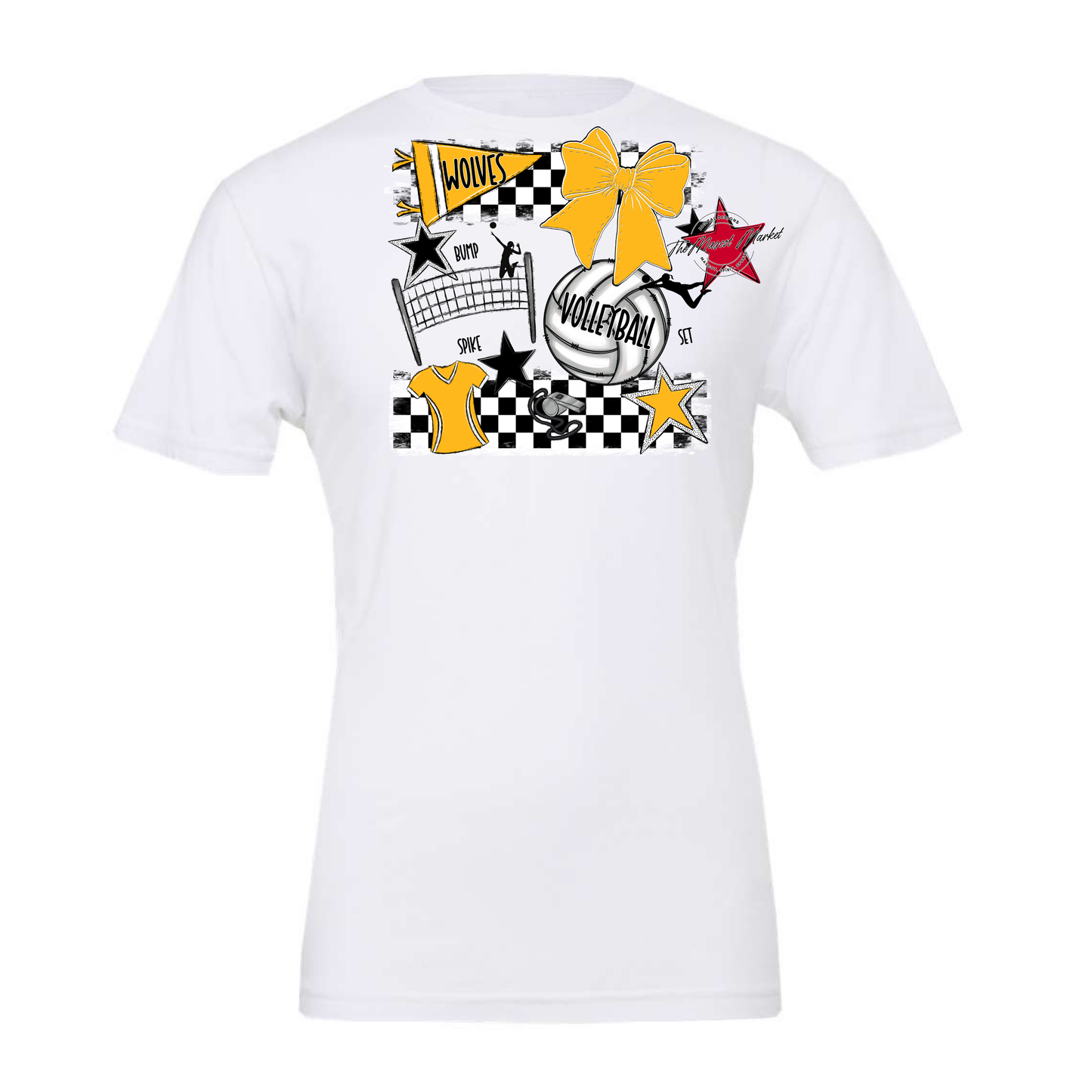 Wolves Checkers Volleyball Spirit Design-Yellow