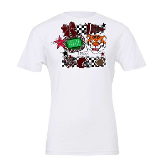 Tigers Checkers Mascot Spirit Design-Maroon