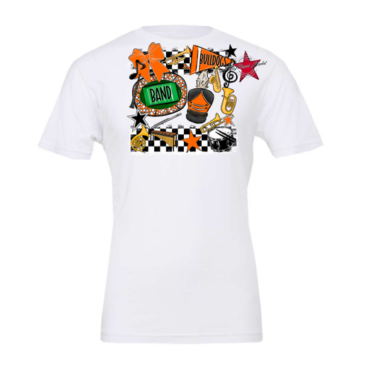 Bulldogs Checkers Band Spirit Design-Orange