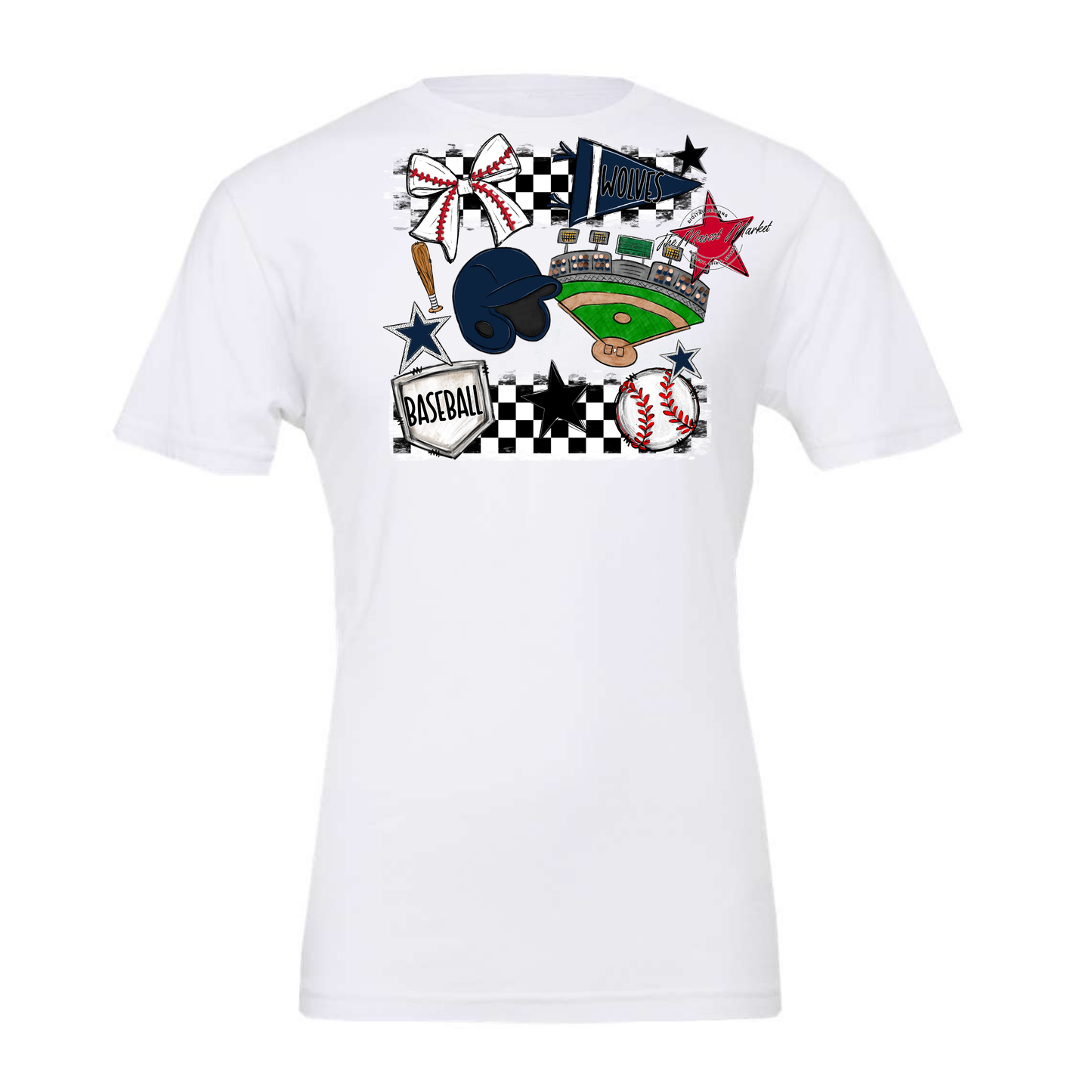 Wolves Checkers Baseball Spirit Design-Navy