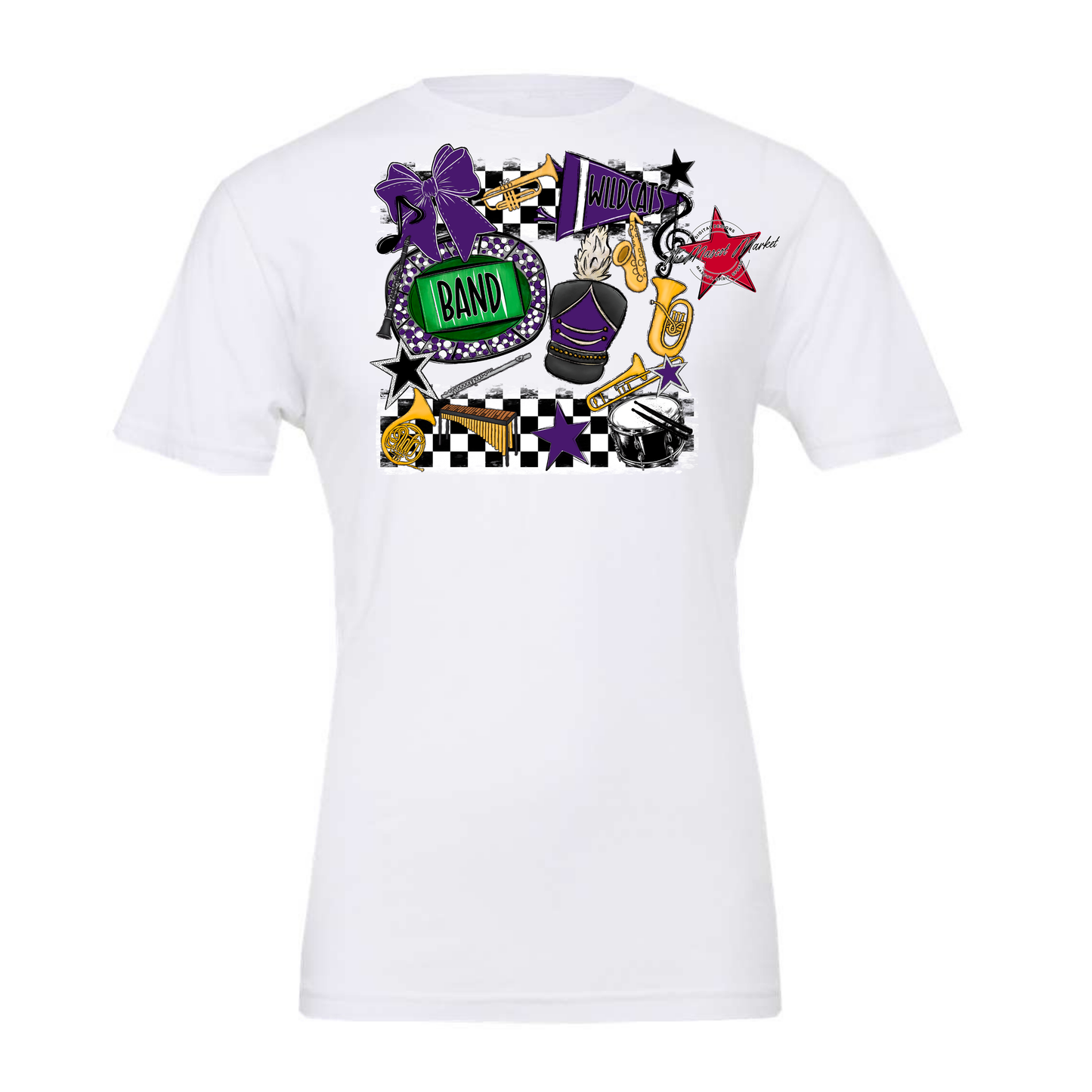 Wildcats Checkers Band Spirit Design-Purple