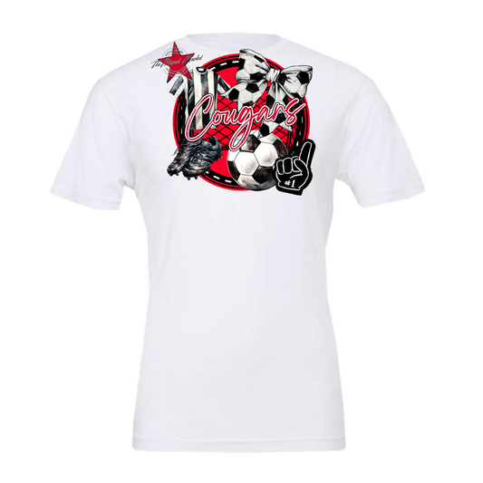 Cougars Circle Soccer Design-Red