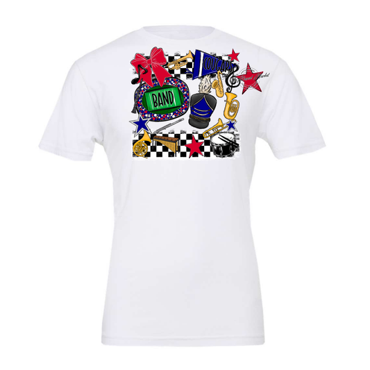 Cougars Checkers Band Spirit Design-Blue-Red