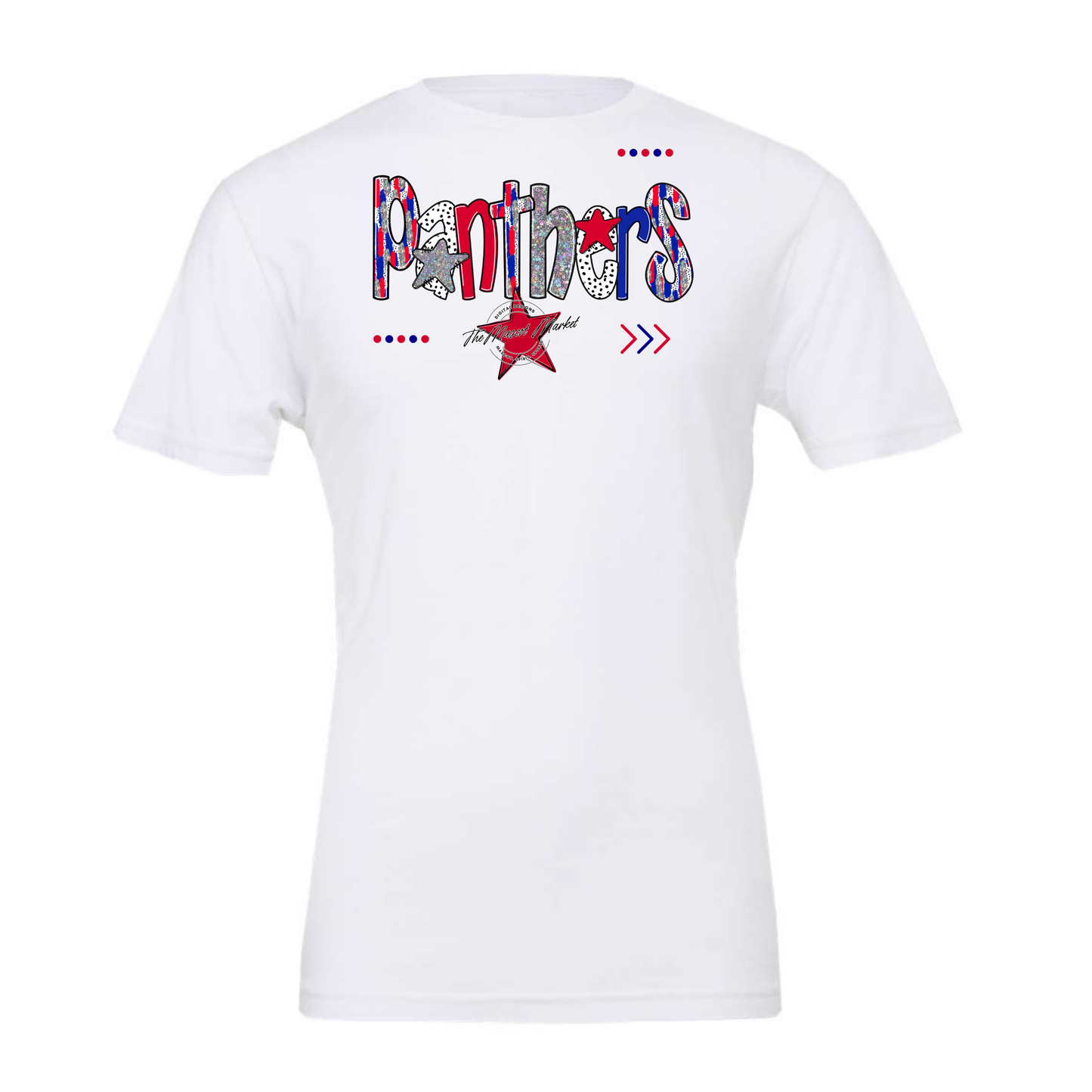 Panthers Brushstroke Alpha w Arrows-Blue-Red