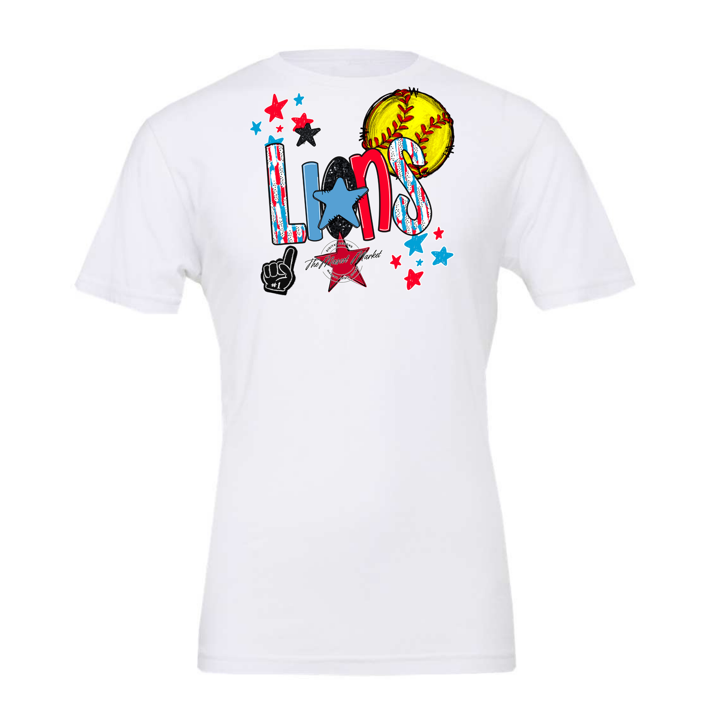 Lions Softball Scrape-Carolina Blue-Red