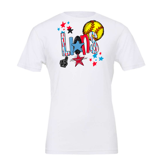 Lions Softball Scrape-Carolina Blue-Red