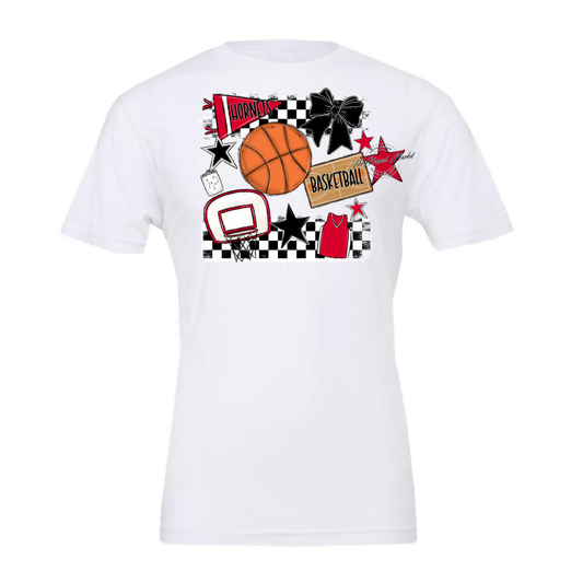 Hornets Checkers Basketball Spirit Design-Red