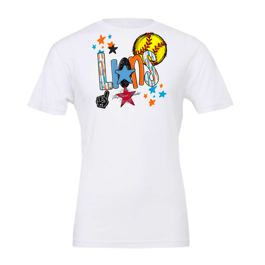 Lions Softball Scrape-Carolina Blue-Orange