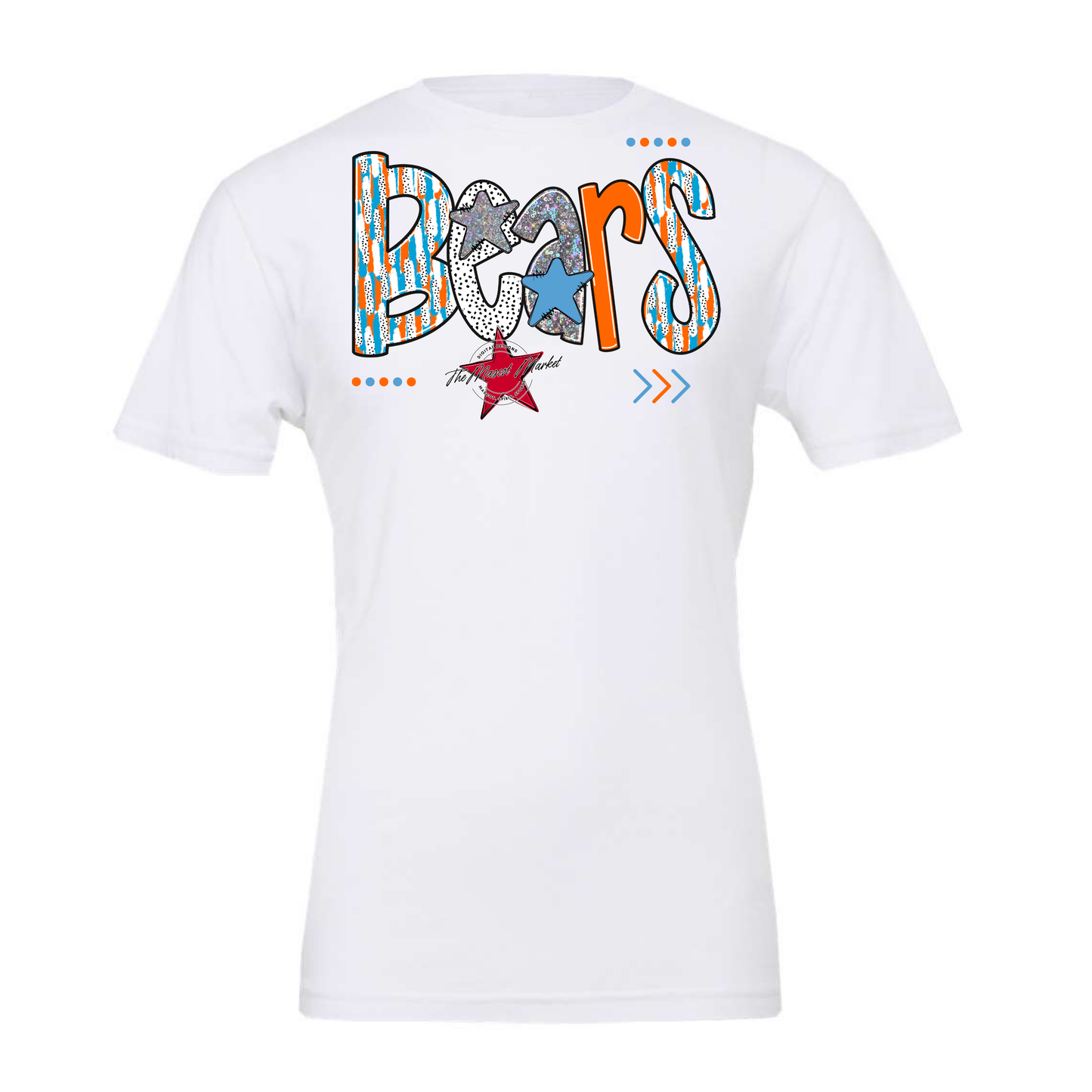 Bears Brushstroke Alpha Design-Carolina Blue-Orange