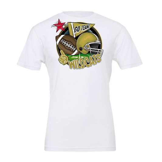 Wildcats Circle Football Design-Gold