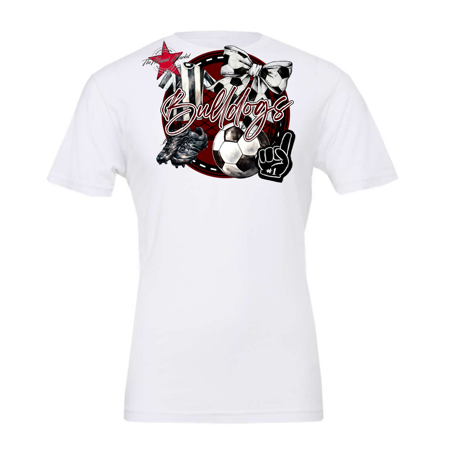 Bulldogs Circle Soccer Design-Maroon