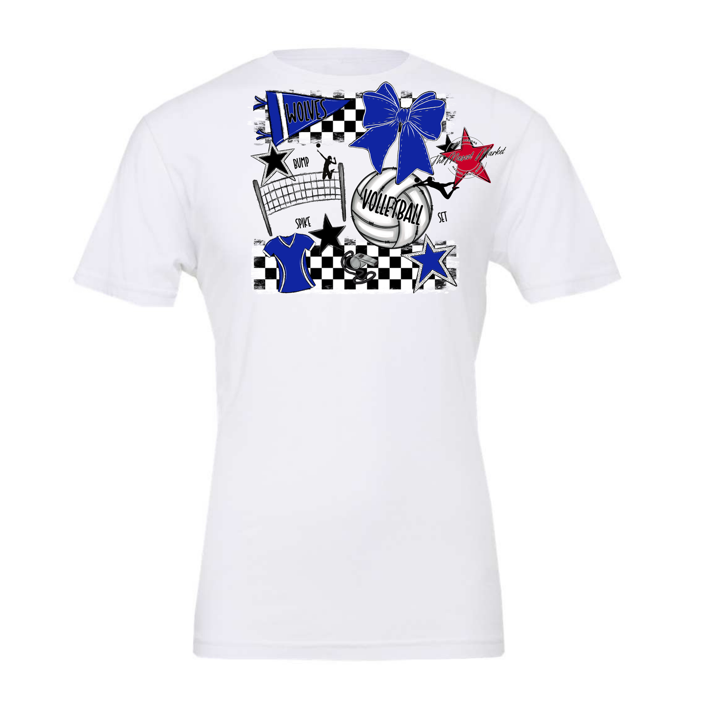 Wolves Checkers Volleyball Spirit Design-Royal Blue