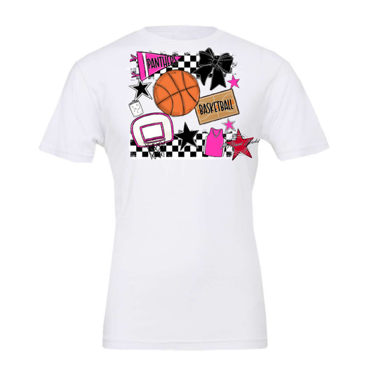 Panthers Checkers Basketball Spirit Design-Pink