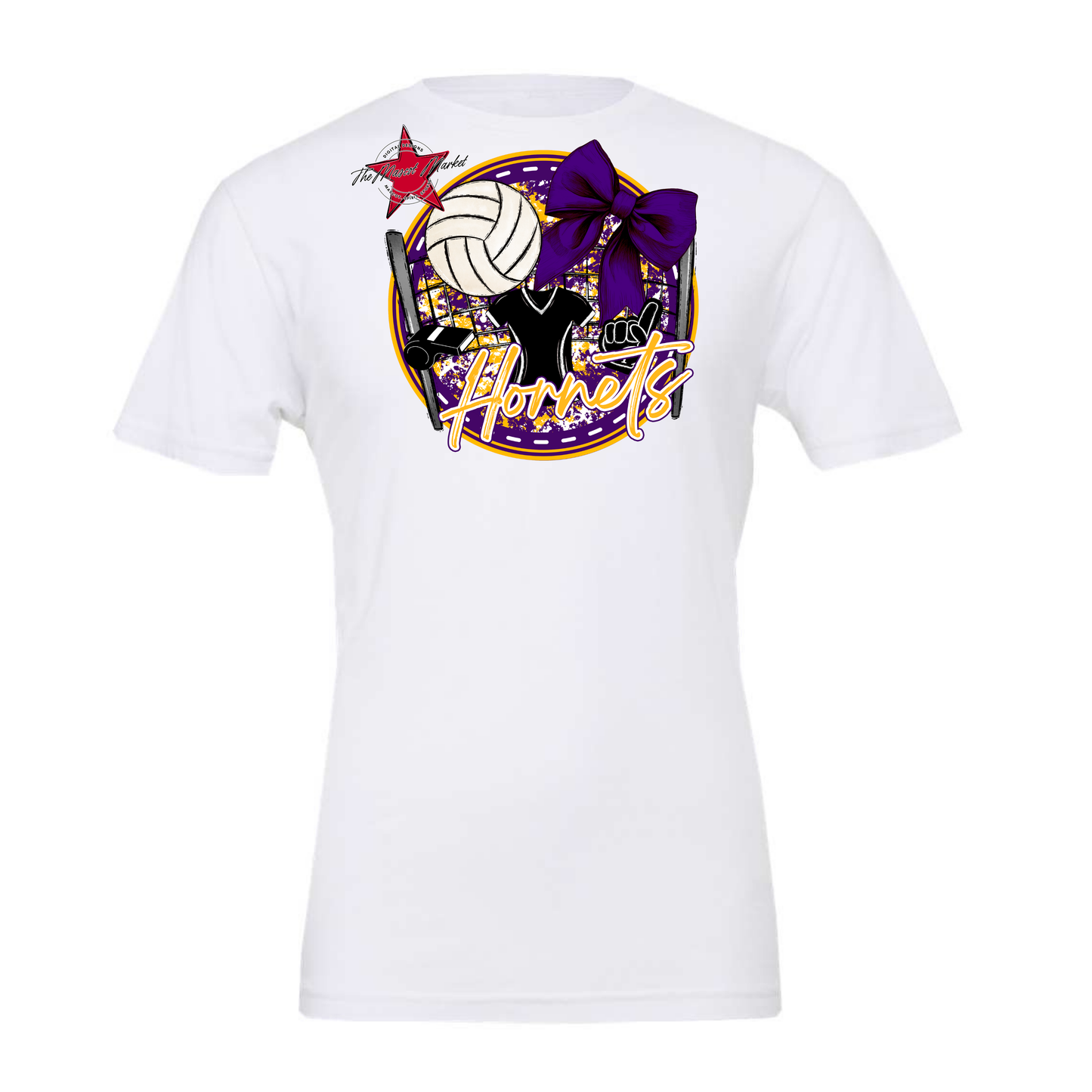 Hornets Circle Volleyball Design-Purple-Yellow