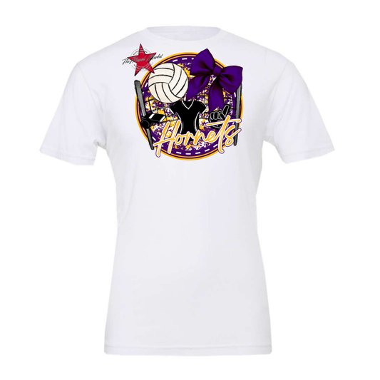 Hornets Circle Volleyball Design-Purple-Yellow