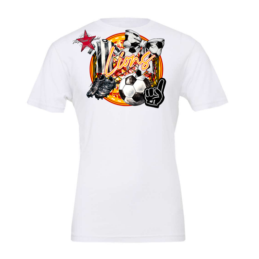 Lions Circle Soccer Design-Red-Yellow