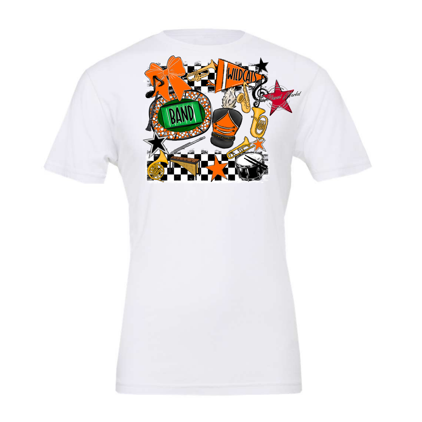 Wildcats Checkers Band Spirit Design-Orange