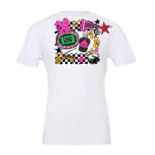 Bulldogs Checkers Band Spirit Design-Pink