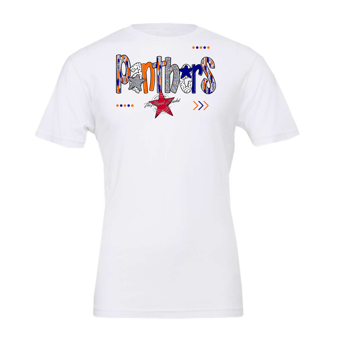 Panthers Brushstroke Alpha w Arrows-Blue-Orange