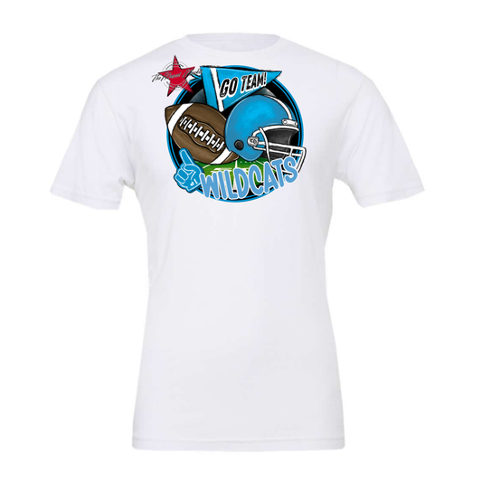 Wildcats Circle Football Design-Carolina Blue