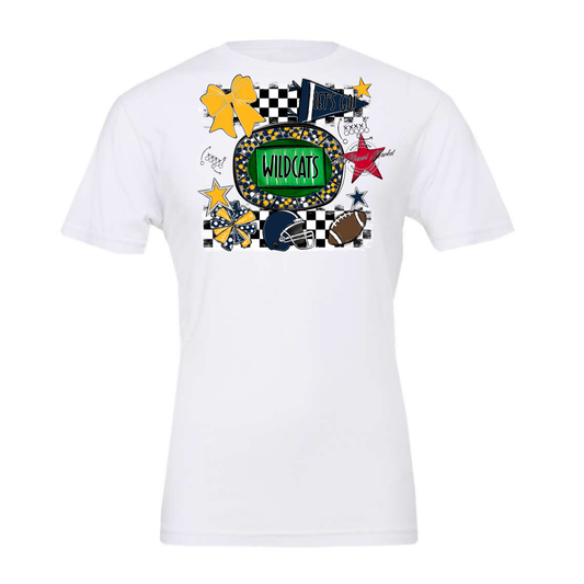 Wildcats Checkers Spirit Design-Navy-Yellow
