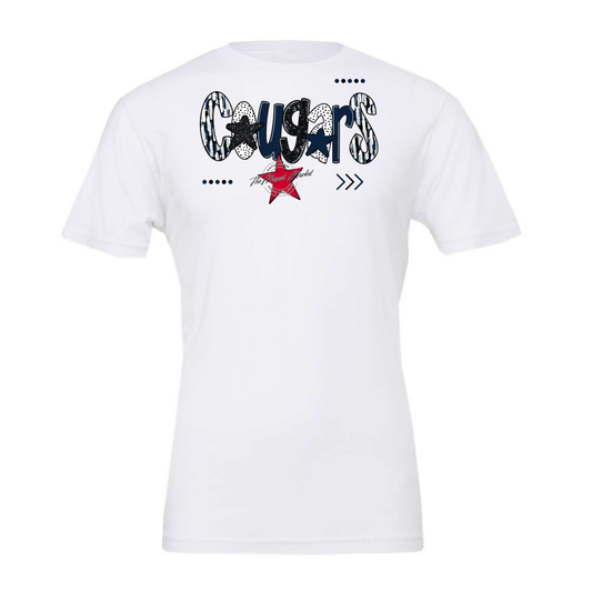 Cougars Brushstroke Alpha w Arrows-Navy