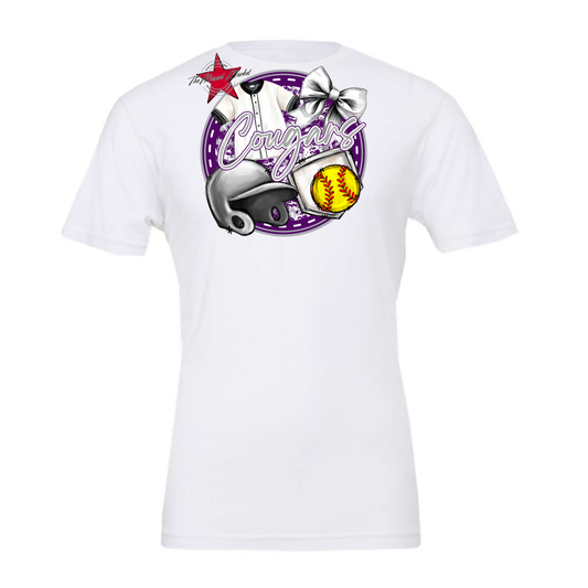 Cougars Circle Softball Design-Purple-Grey