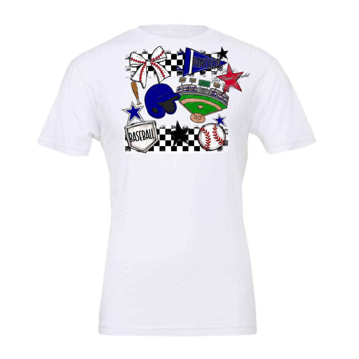 Panthers Checkers Baseball Spirit Design-Blue