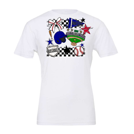 Panthers Checkers Baseball Spirit Design-Blue