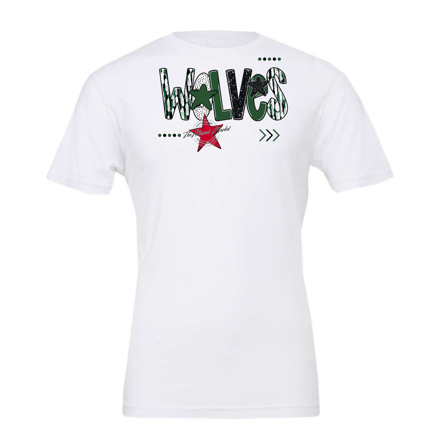 Wolves Brushstroke Alpha w Arrows-Green