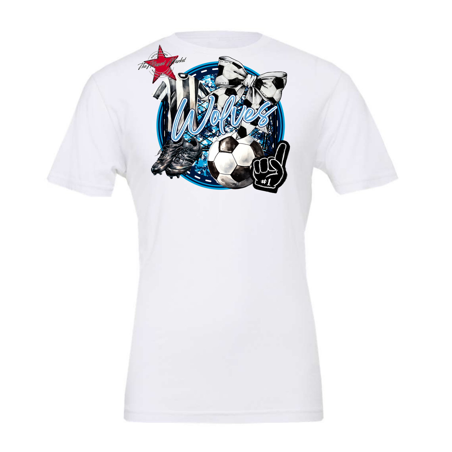 Wolves Circle Soccer Design-Navy-Carolina Blue