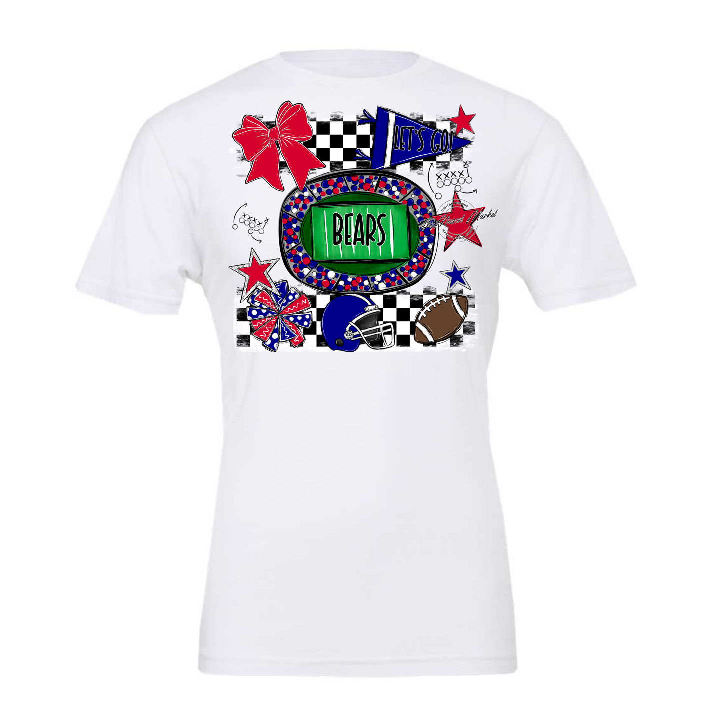 Bears Checker Spirit Design-Blue-Red