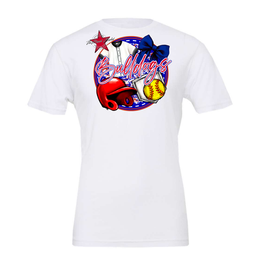 Bulldogs Circle Softball Design-Blue-Red