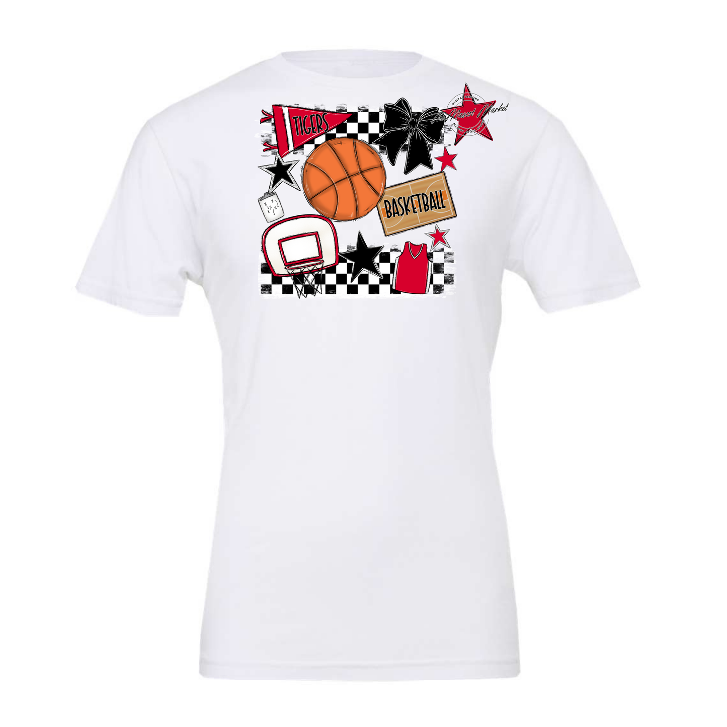 Tigers Checkers Basketball Spirit Design-Red