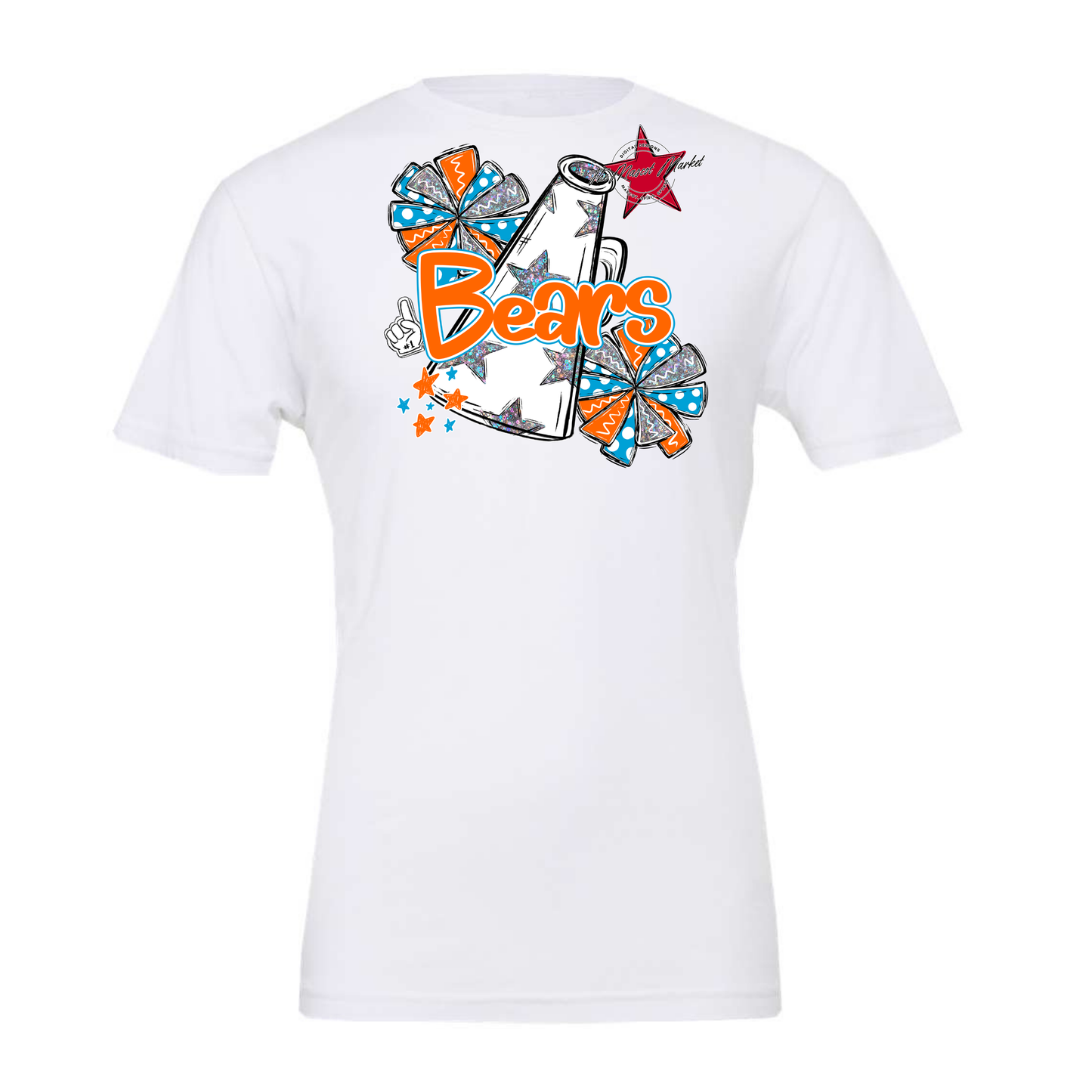 Bears Megaphone Alpha Design-Carolina Blue-Orange