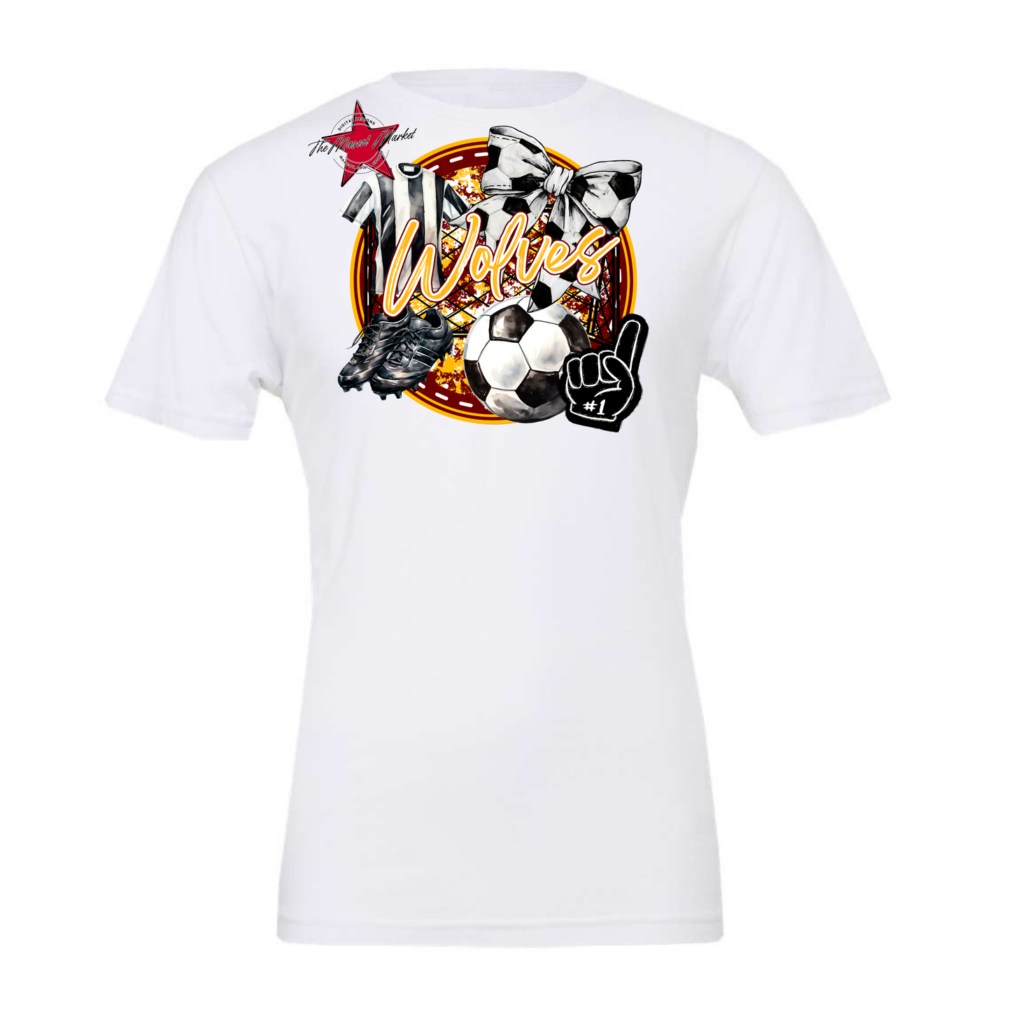 Wolves Circle Soccer Design-Maroon-Yellow