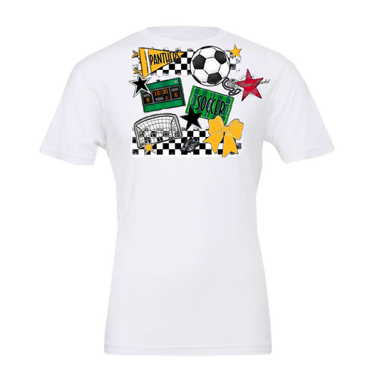 Panthers Checkers Soccer Spirit Design-Yellow