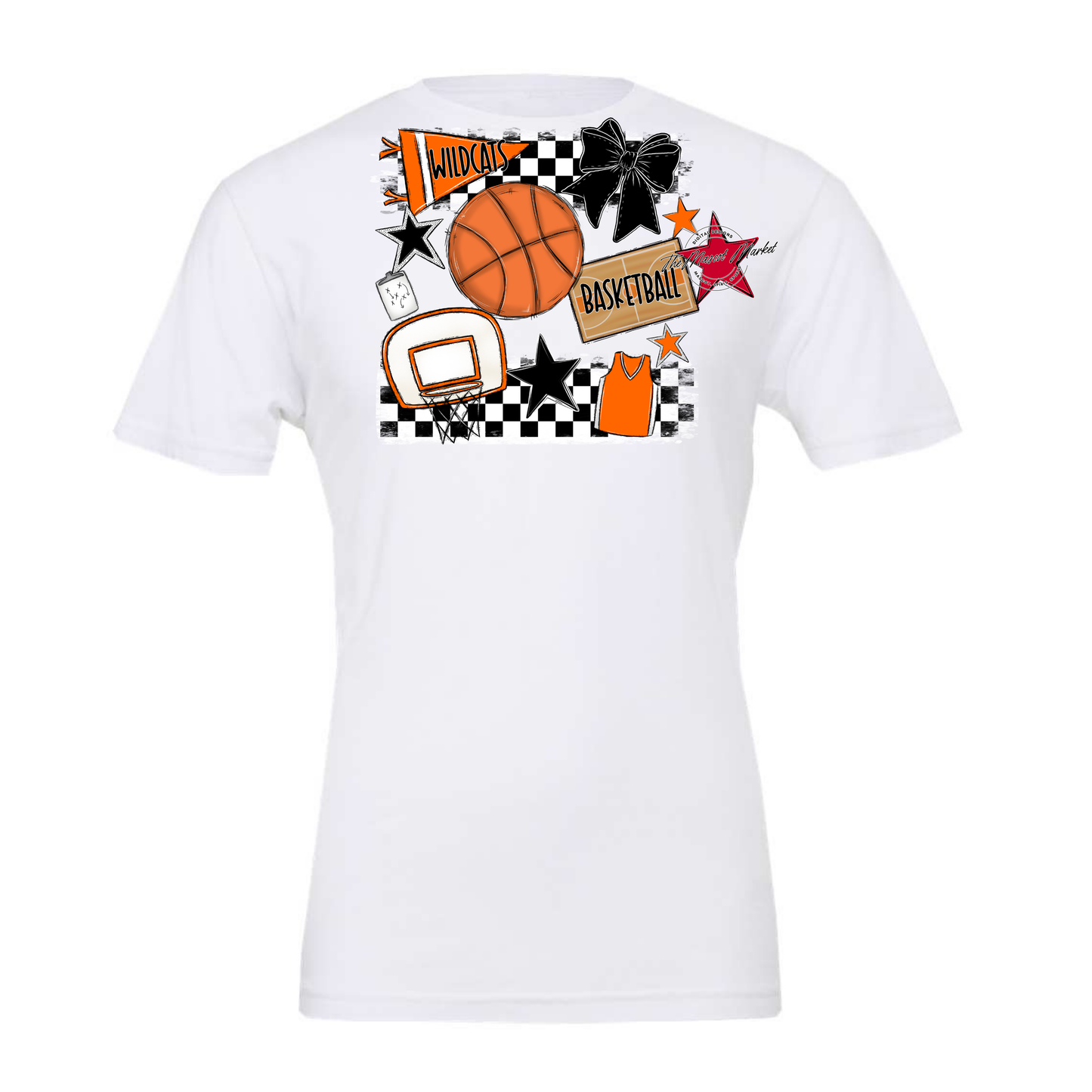 Wildcats Checkers Basketball Spirit Design-Orange