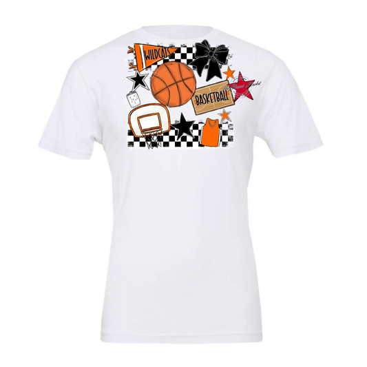 Wildcats Checkers Basketball Spirit Design-Orange