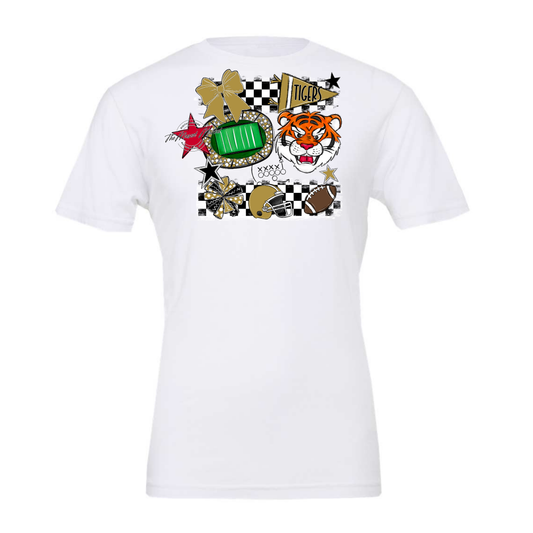 Tigers Checkers Mascot Spirit Design-Gold