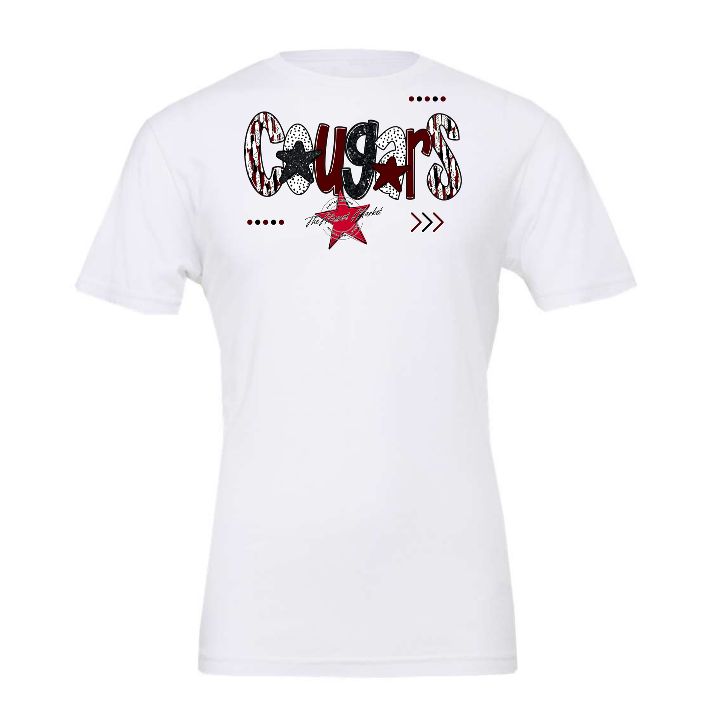 Cougars Brushstroke Alpha w Arrows-Maroon