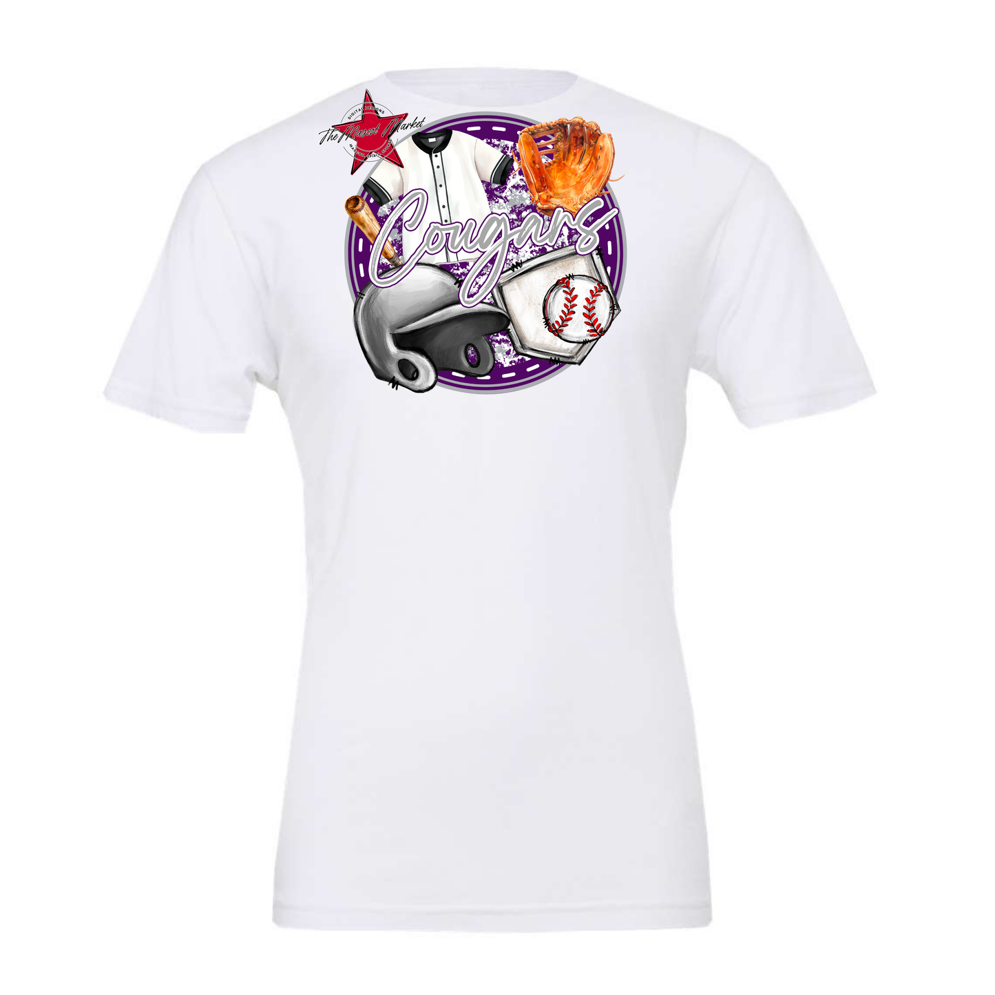 Cougars Circle Baseball Design-Purple-Grey