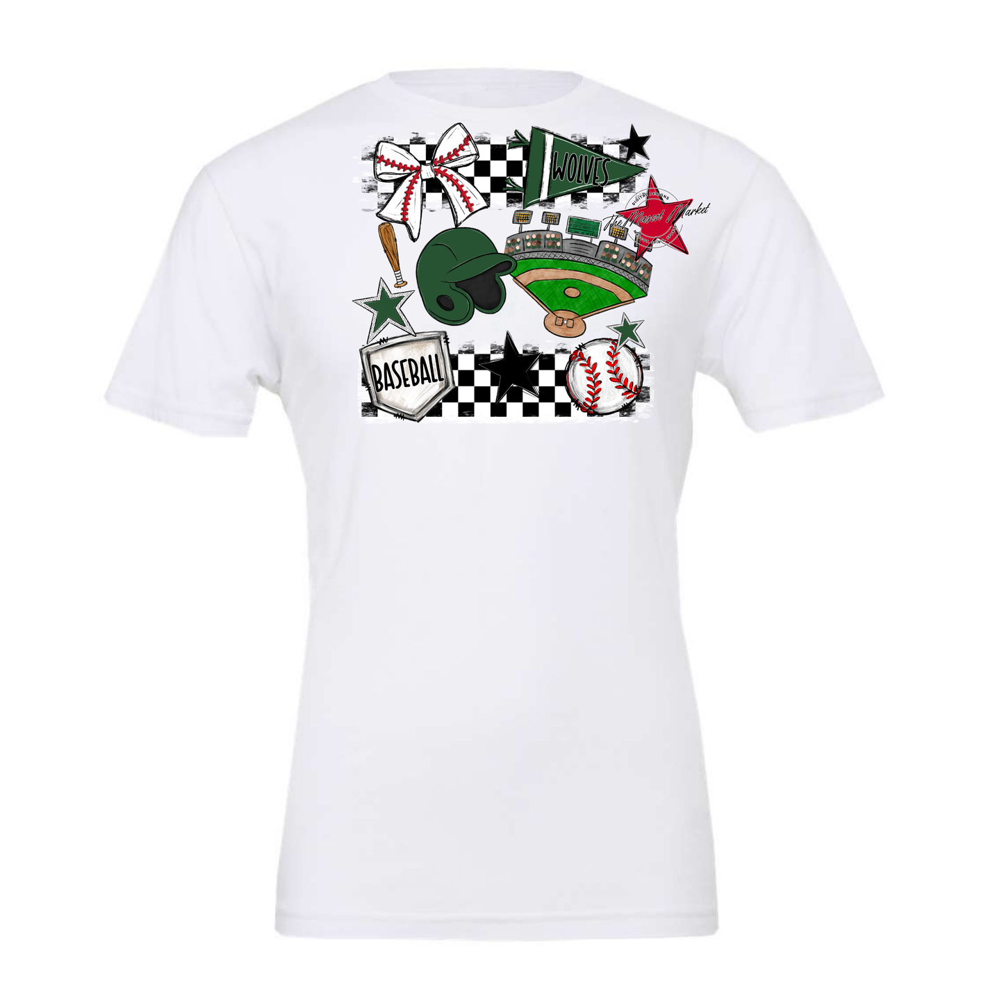 Wolves Checkers Baseball Spirit Design-Green